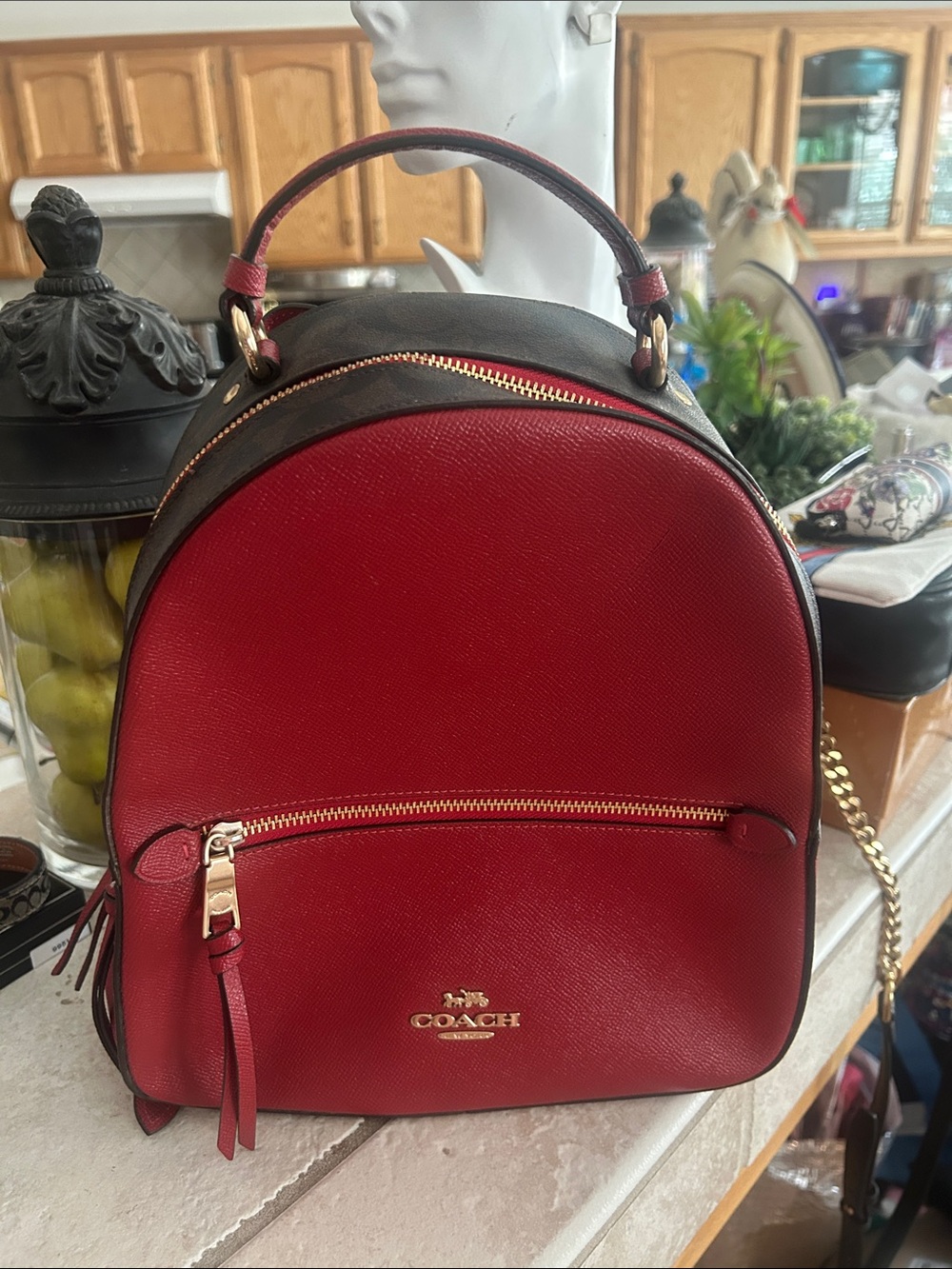 Coach Red Pebbled Leather Mini Backpack with Gold Hardware VGUC